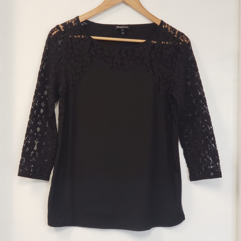 Juicy Couture Sexy Black Lace Blouse Small